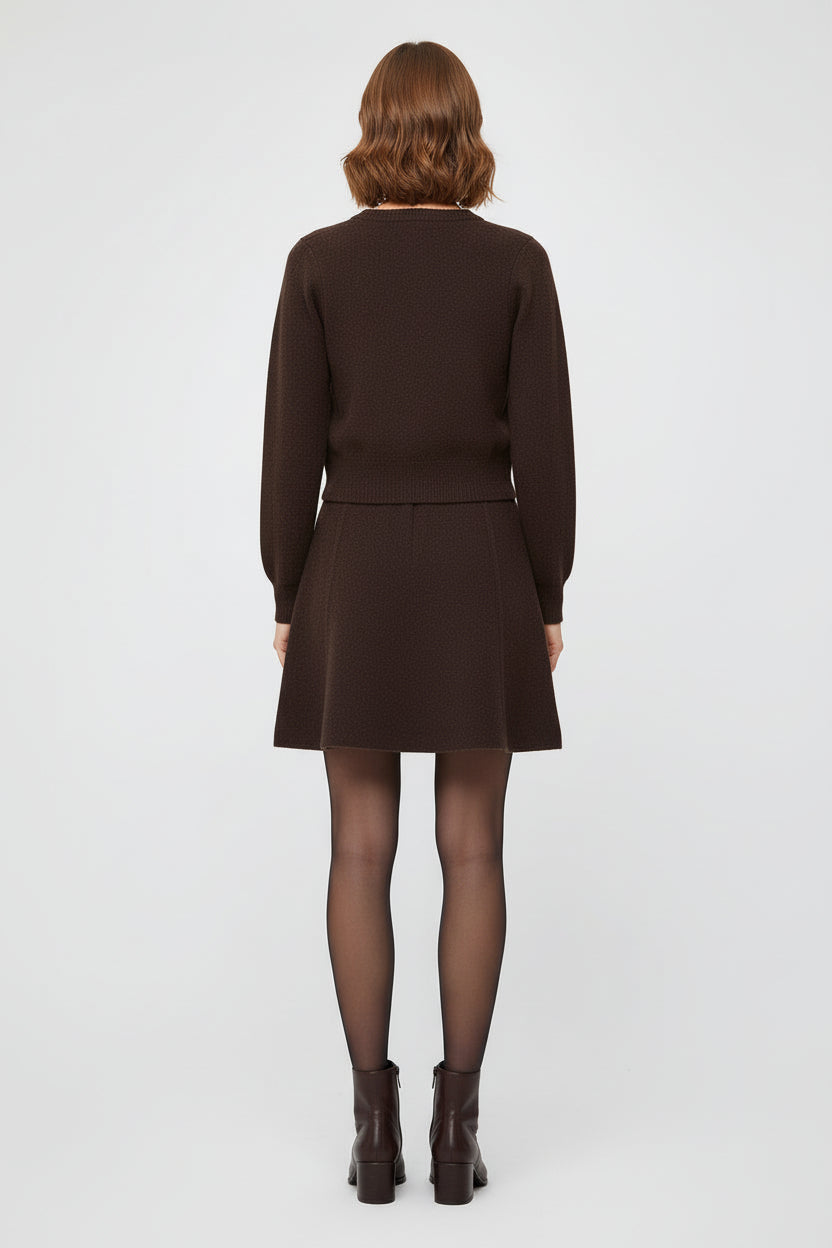 Women’s Knitted Top and High Waist Mini Skirt Set