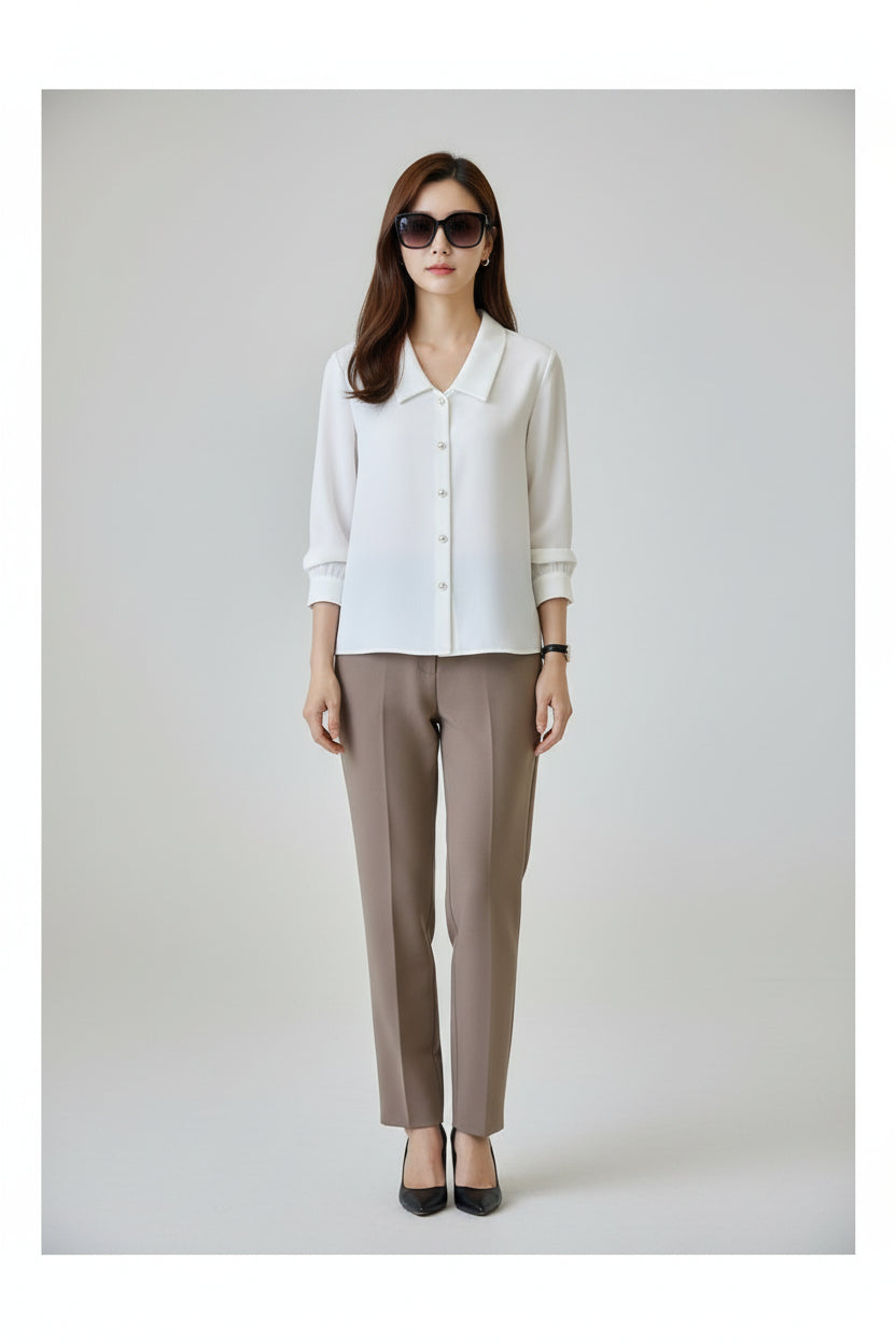 Women’s Korean Style Satin Long Sleeve Shirt