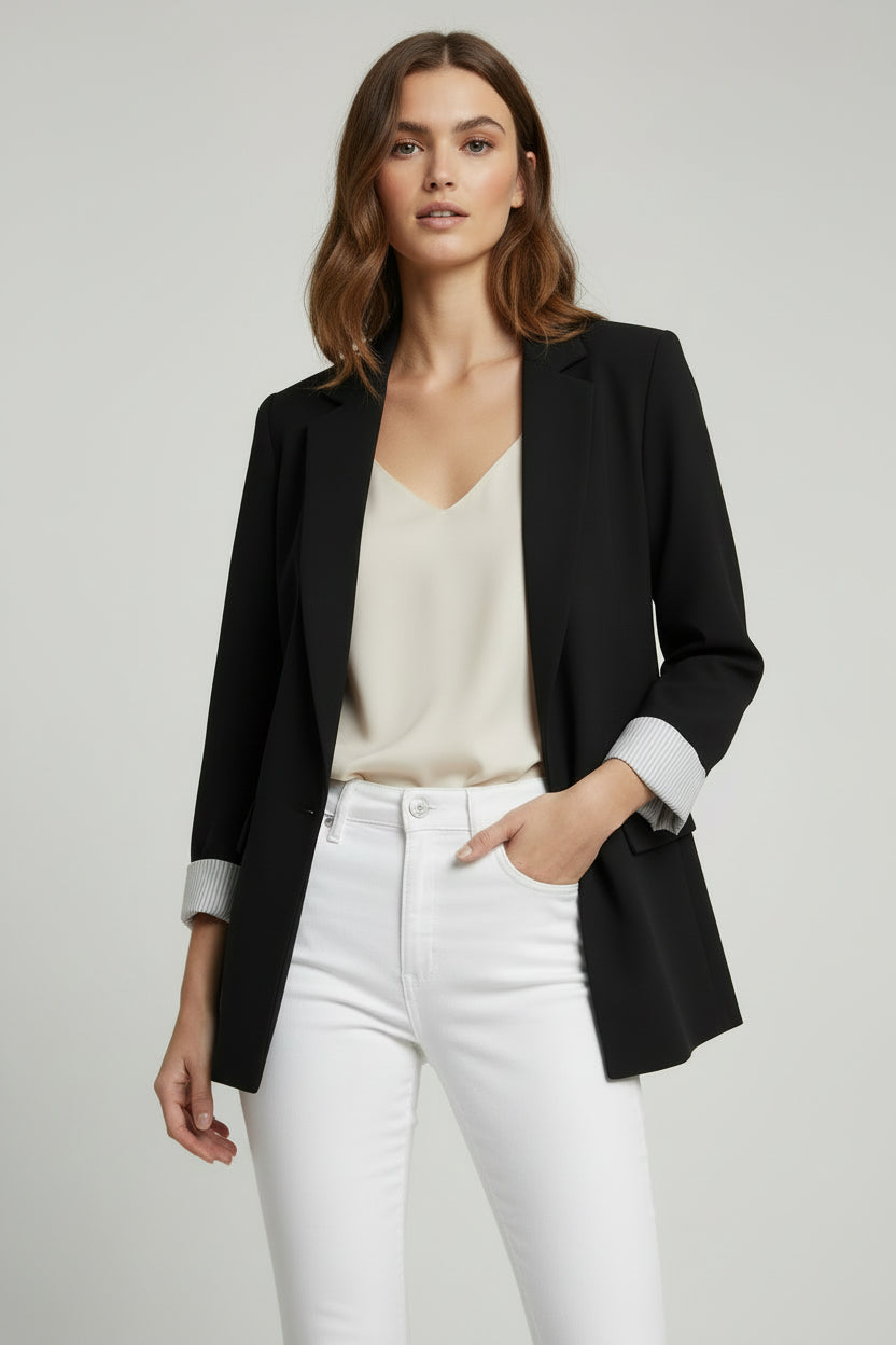 Women’s Loose Fit Solid Color Casual Blazer Suit Jacket