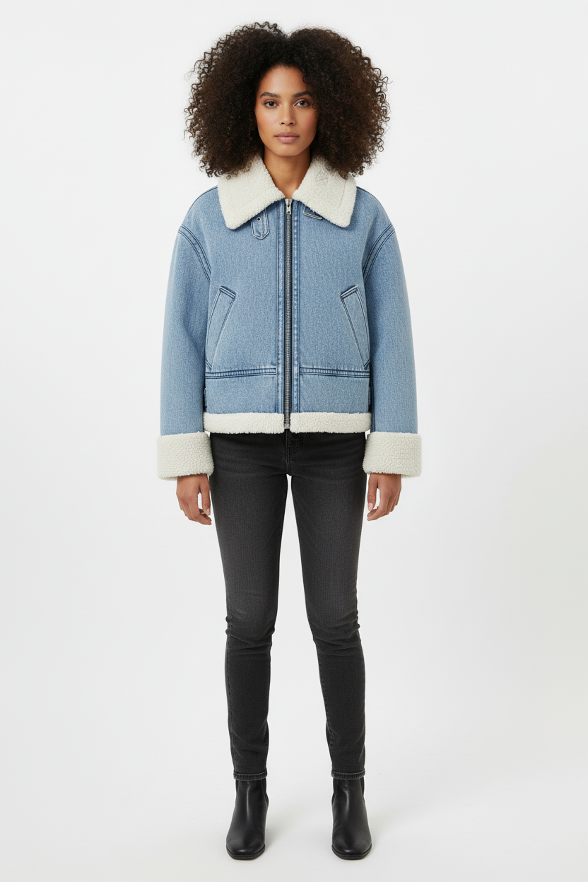 Women’s Fashion Fleece Motorcycle Jacket