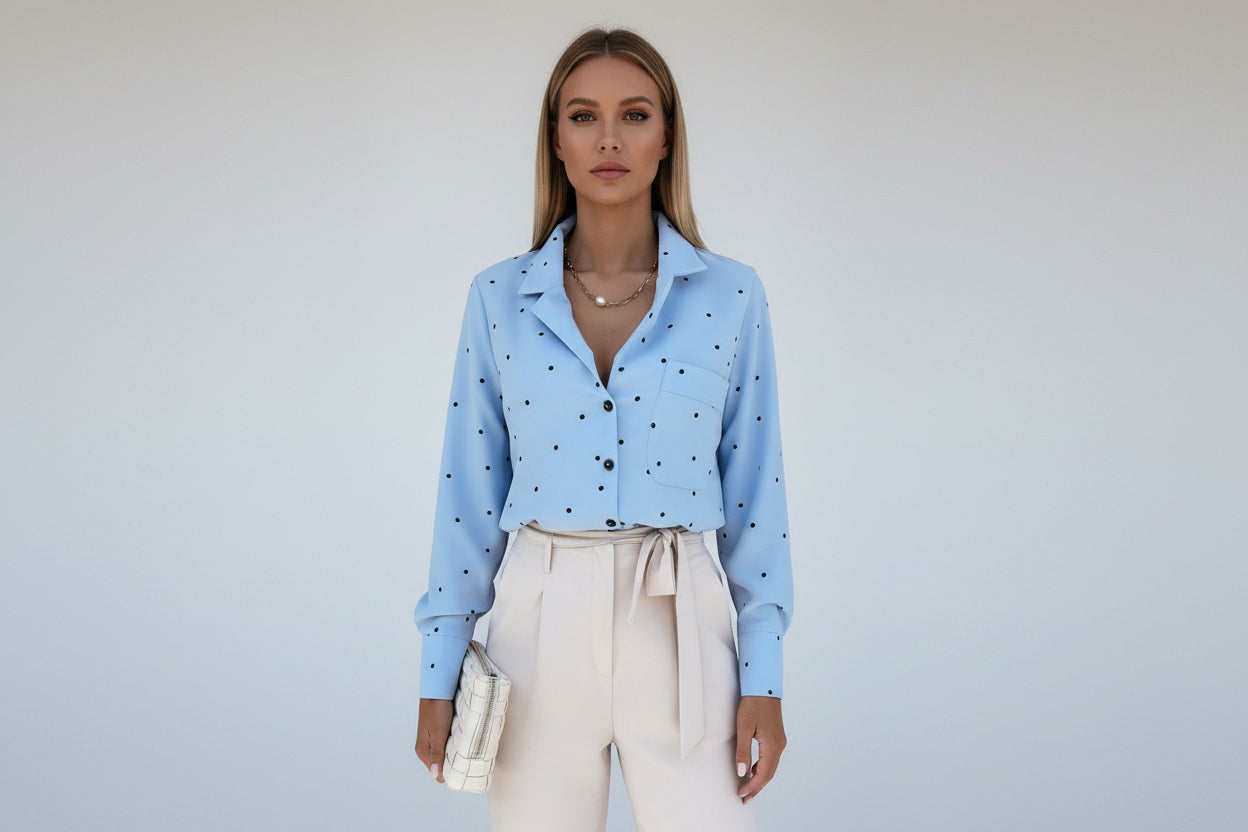 Women’s Slim Fit Polka Dot Button-Down Shirt