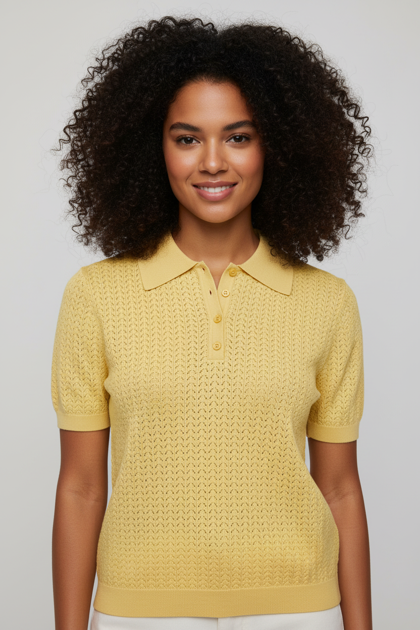 Yellow knit polo - cropped