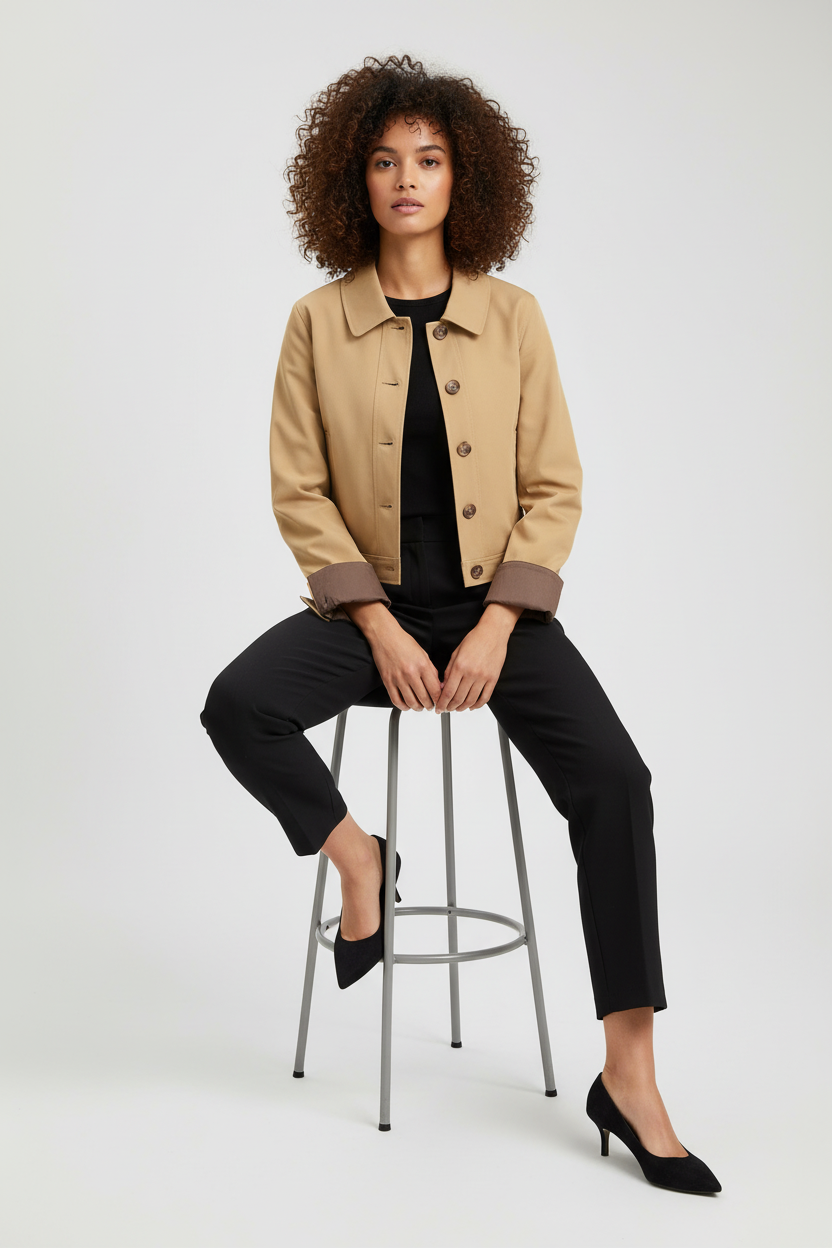 Tan jacket sitting on stool