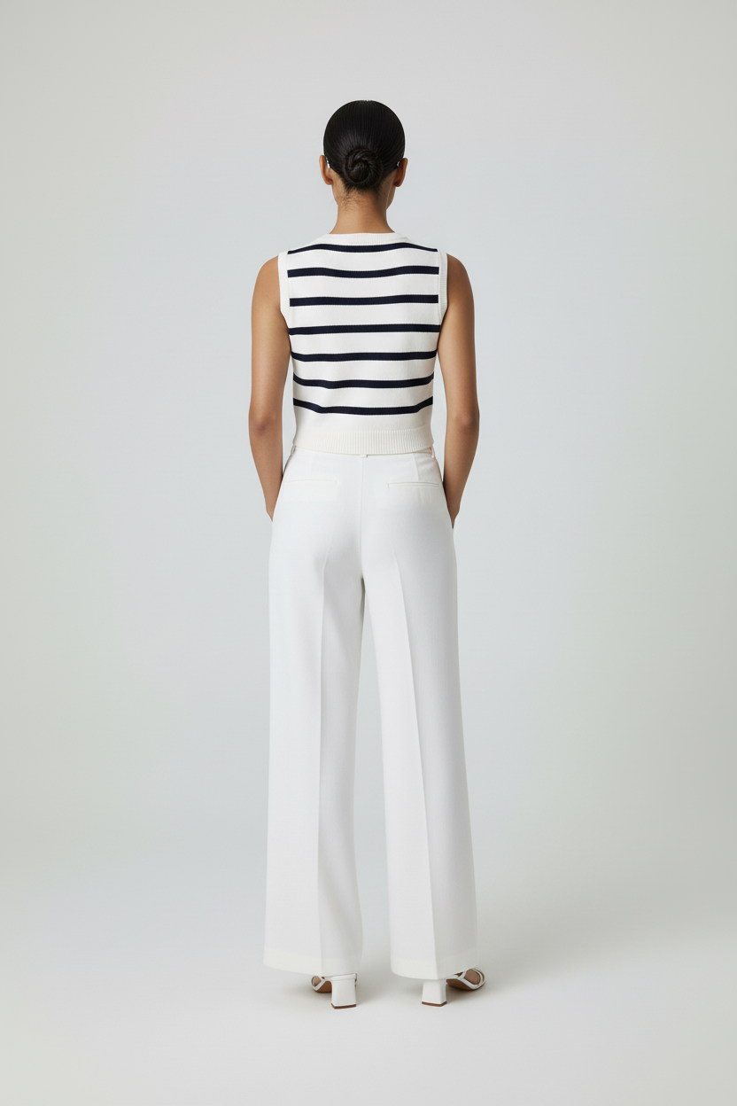 Women’s Sleeve-less Knitted Striped Vest Pullover