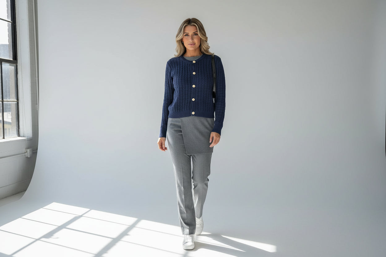 Women’s Solid Color Knit Cardigan Slim Fit Sweater