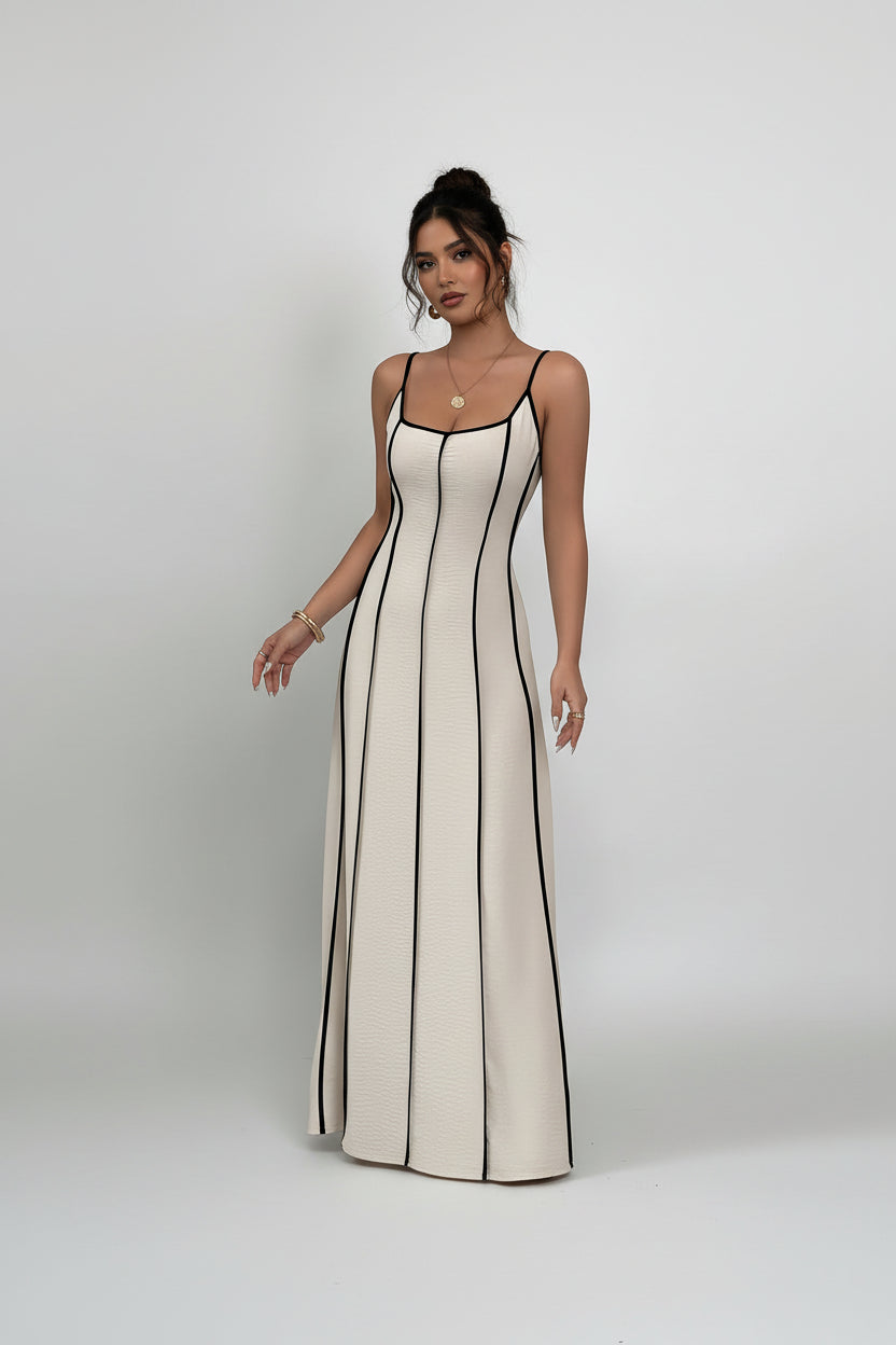 Women’s Spaghetti-Strap Backless Colorblock Slip Dress