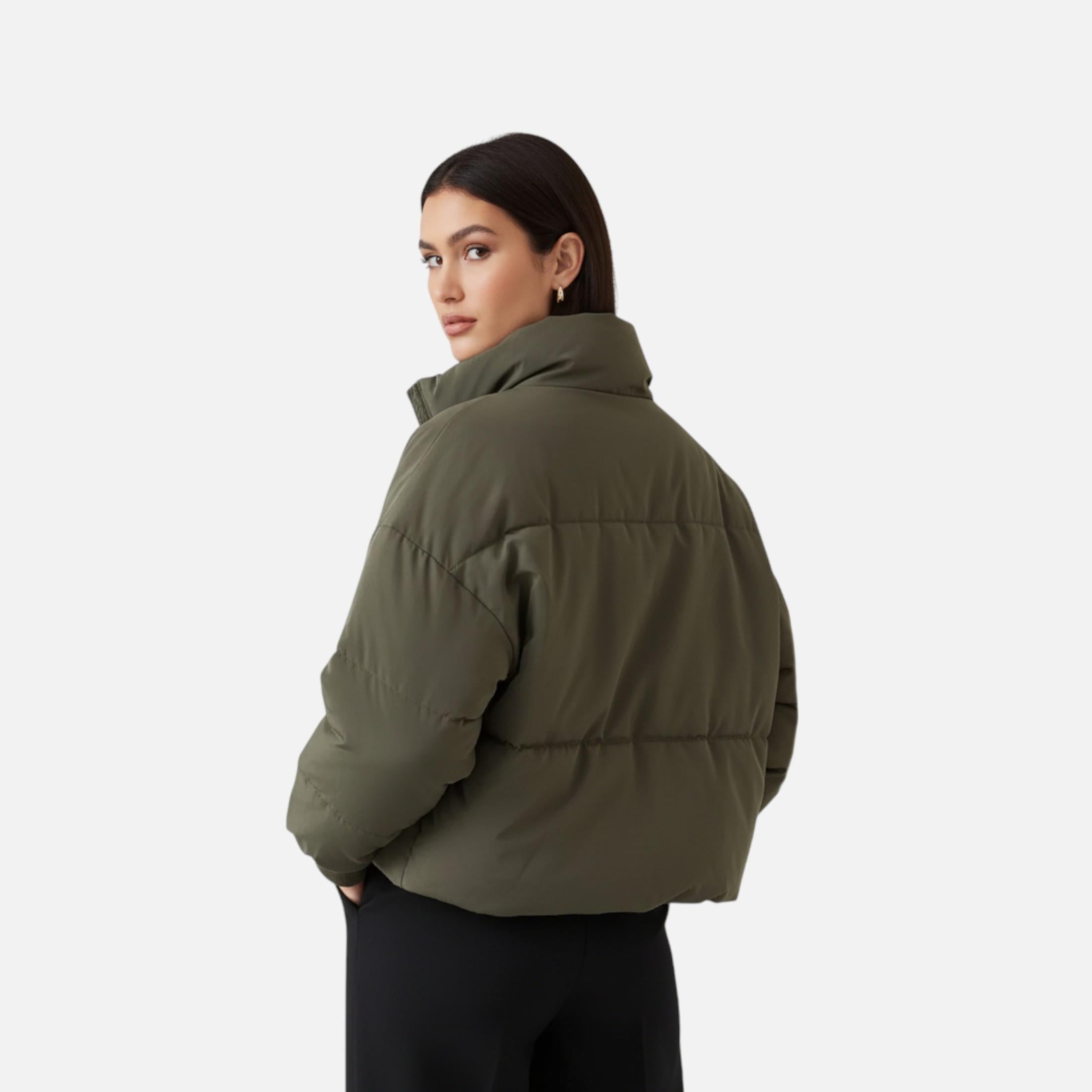 Women’s Stand-Collar Lightweight Padded Zipper Jacket