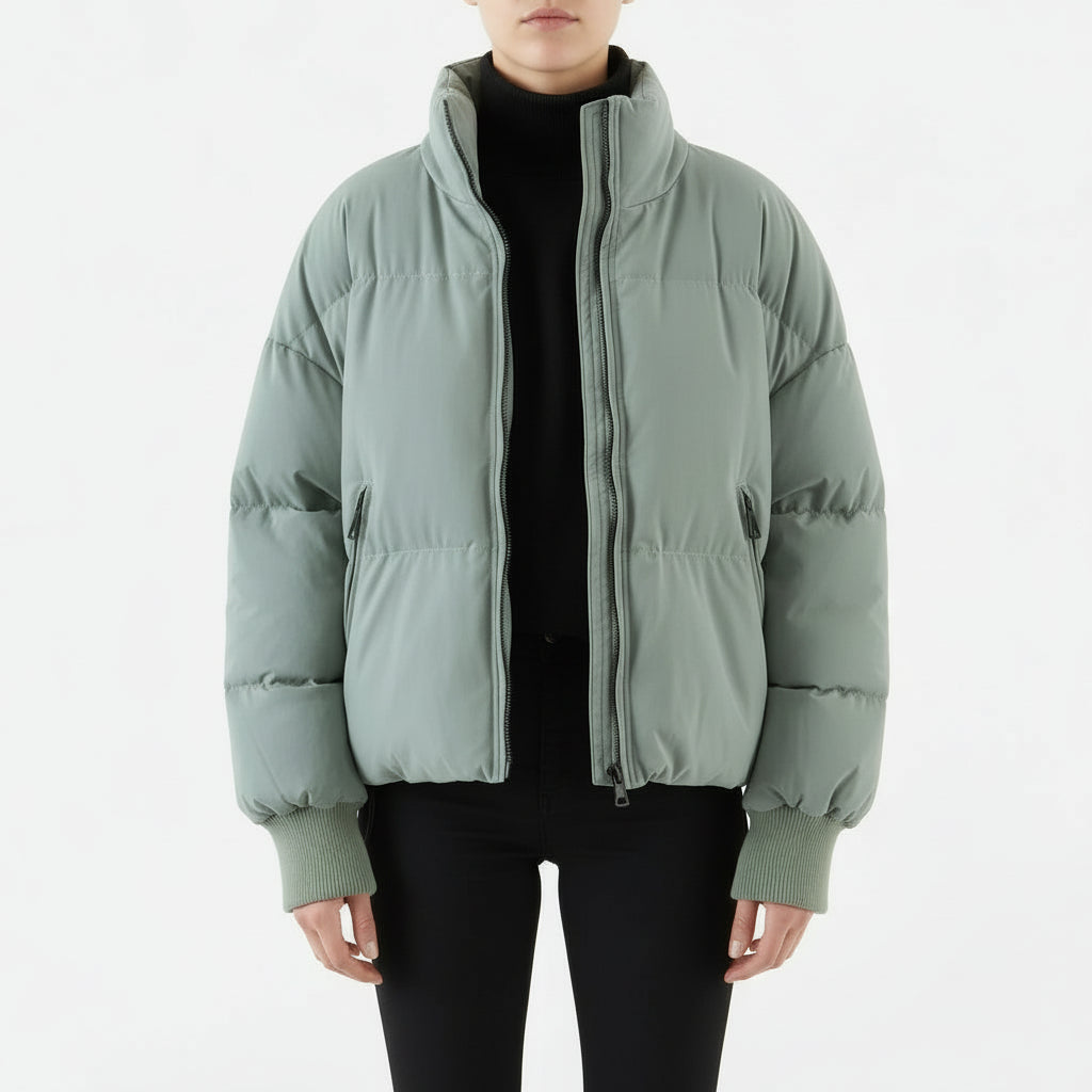 Women’s Stand-Collar Lightweight Padded Zipper Jacket