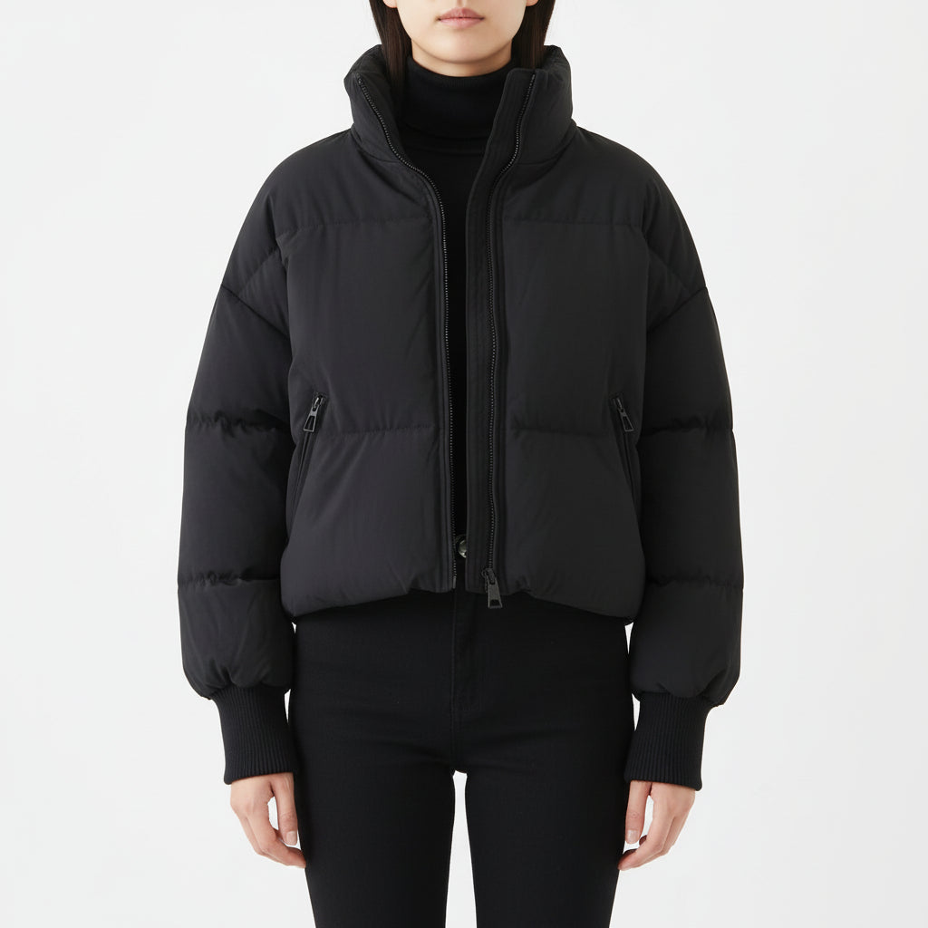 Women’s Stand-Collar Lightweight Padded Zipper Jacket