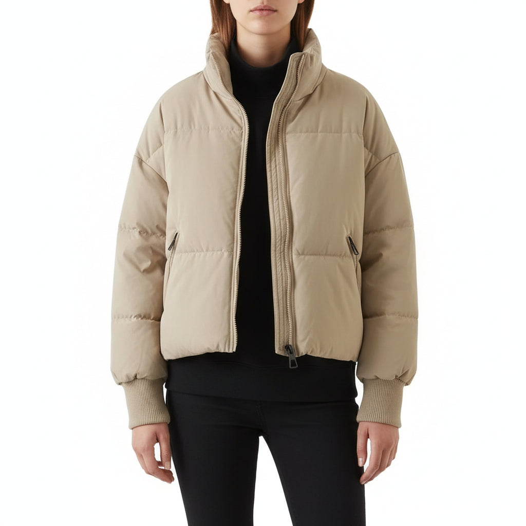 Women’s Stand-Collar Lightweight Padded Zipper Jacket