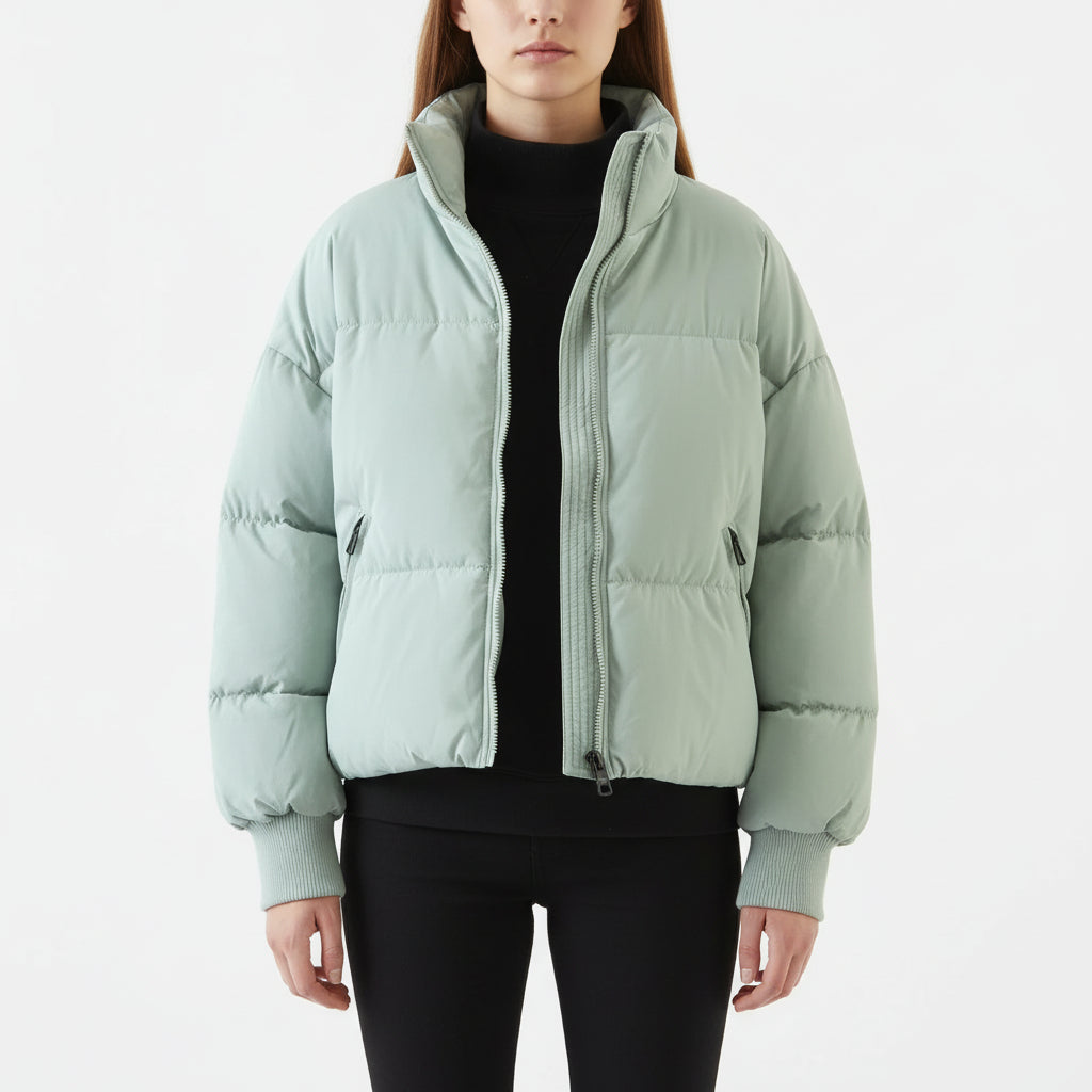 Women’s Stand-Collar Lightweight Padded Zipper Jacket