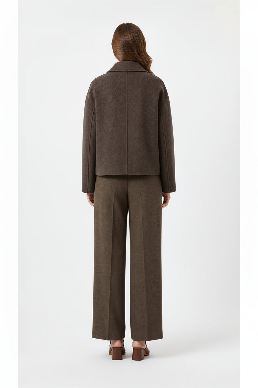 Women’s Street Style Square Collar Short Coat Long Sleeve Loose Fit Jacket