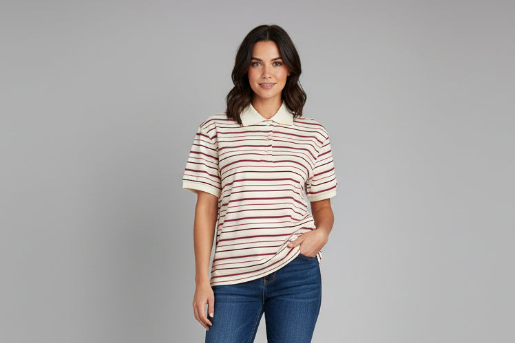 Women’s Striped Short Sleeve Polo T Shirt