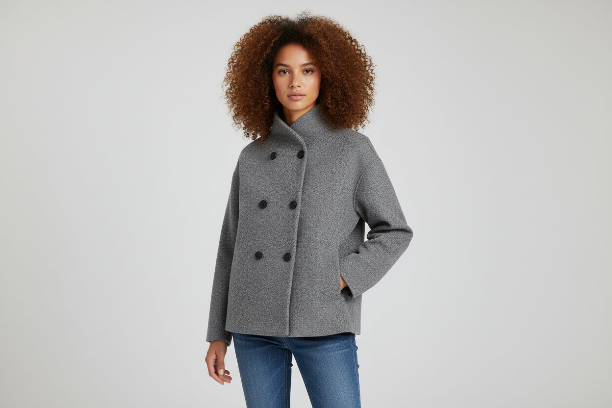 Women’s Two-Tone Long Woolen Coat