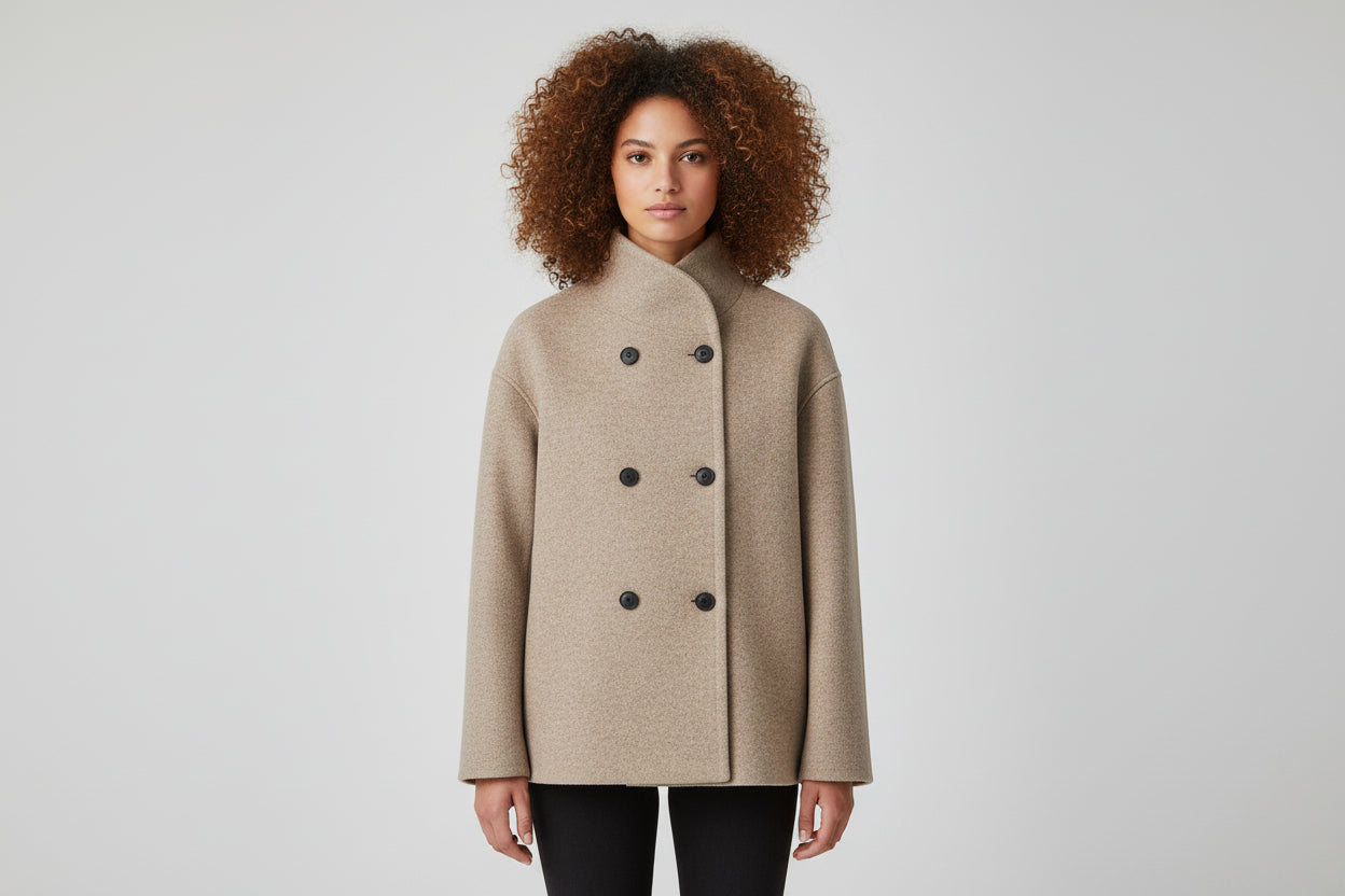 Women’s Two-Tone Long Woolen Coat