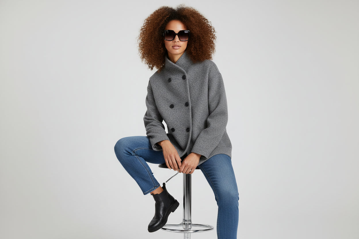 Women’s Two-Tone Long Woolen Coat