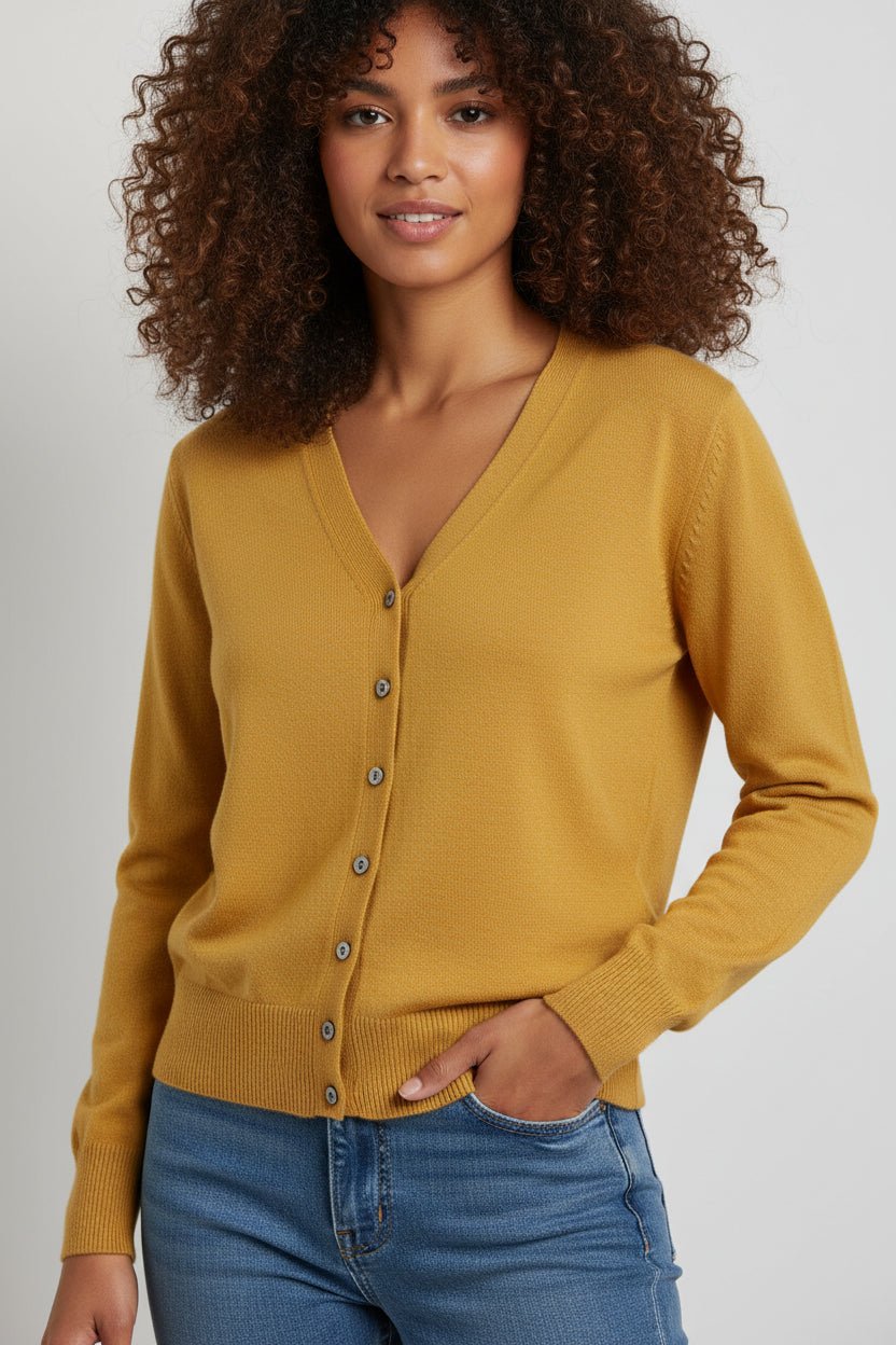 Women’s V-Neck Long Sleeve  Knit Cardigan Sweater