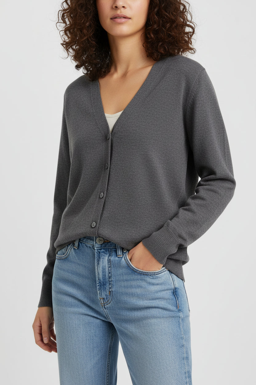 Women’s V-Neck Long Sleeve  Knit Cardigan Sweater