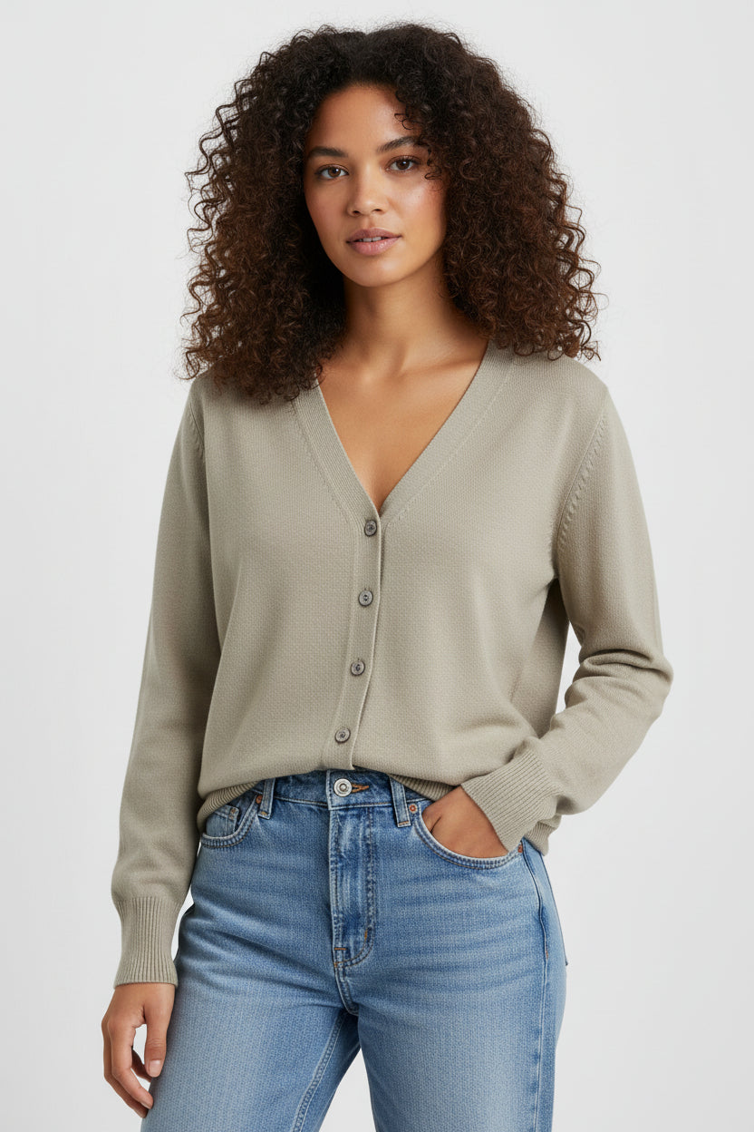 Women’s V-Neck Long Sleeve  Knit Cardigan Sweater