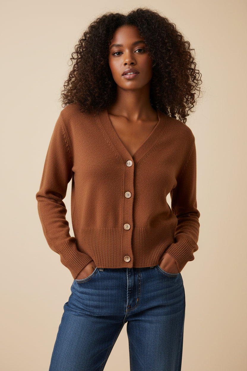 Women’s V-Neck Long Sleeve  Knit Cardigan Sweater