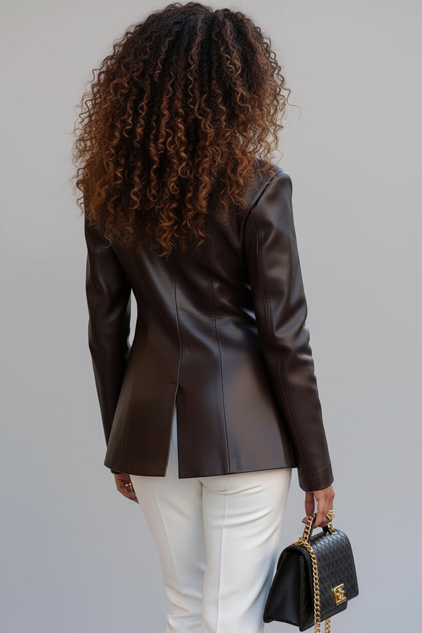 Women’s Waist-Tight PU Leather Jacket