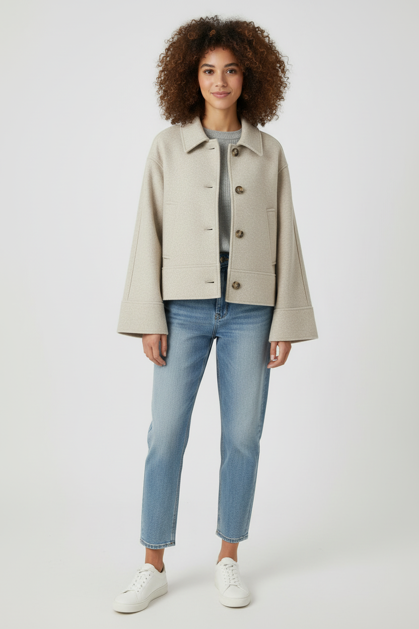 Beige jacket - full body front