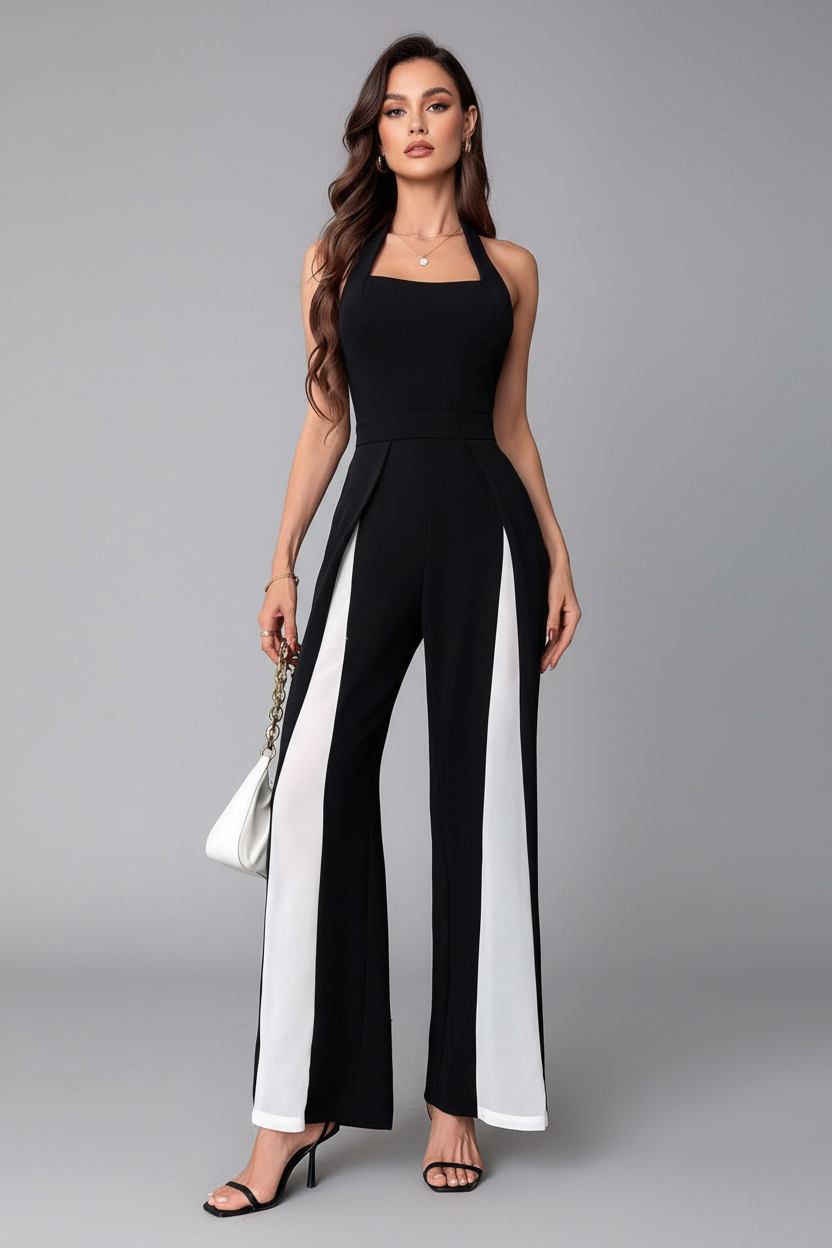 Black and white jumpsuit - full body front