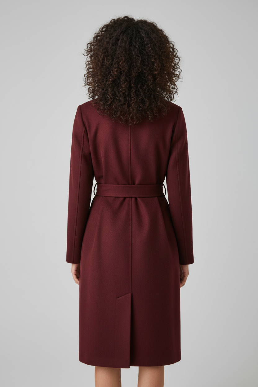 Burgundy coat - full body back