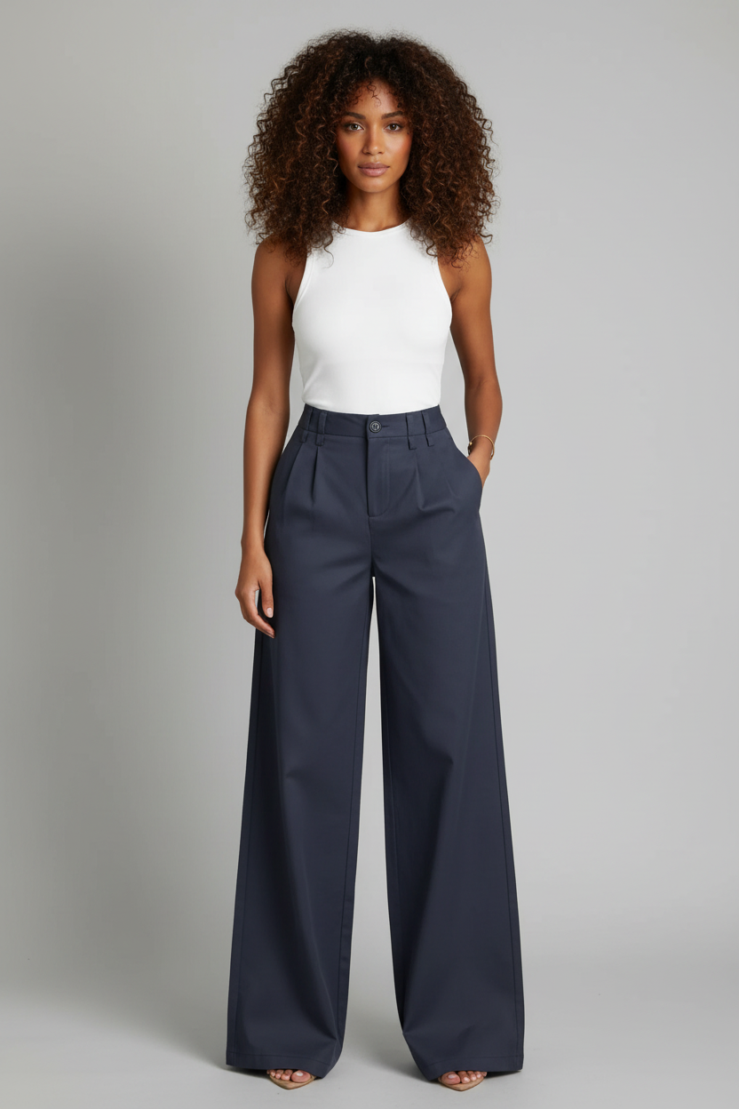 Navy trousers - straight pose