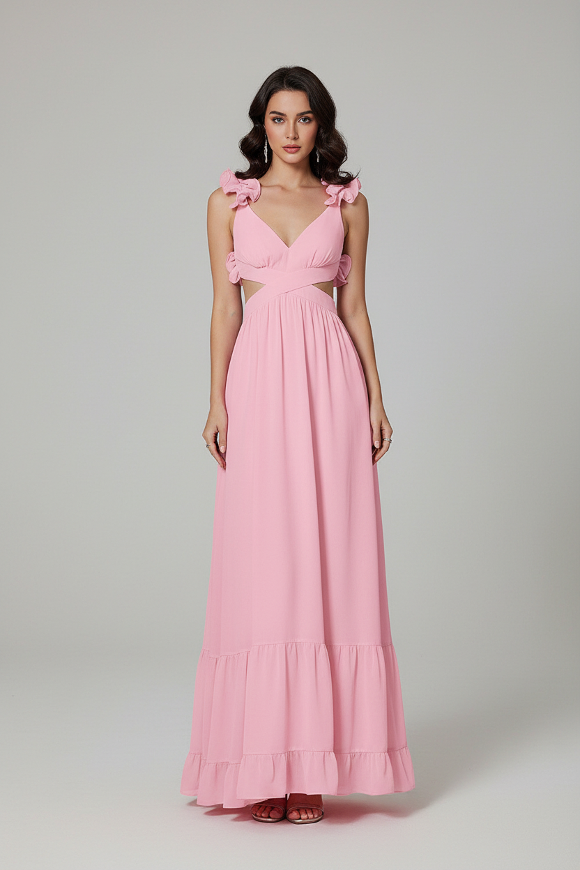 Pink maxi dress - full body front