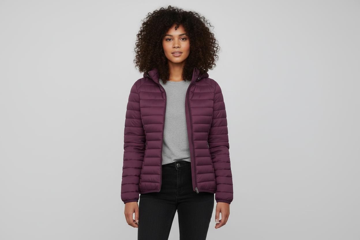 Purple puffer jacket - cropped