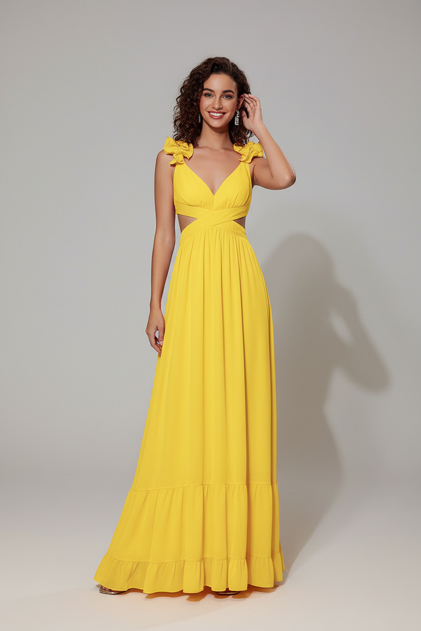 Yellow maxi dress - full body front